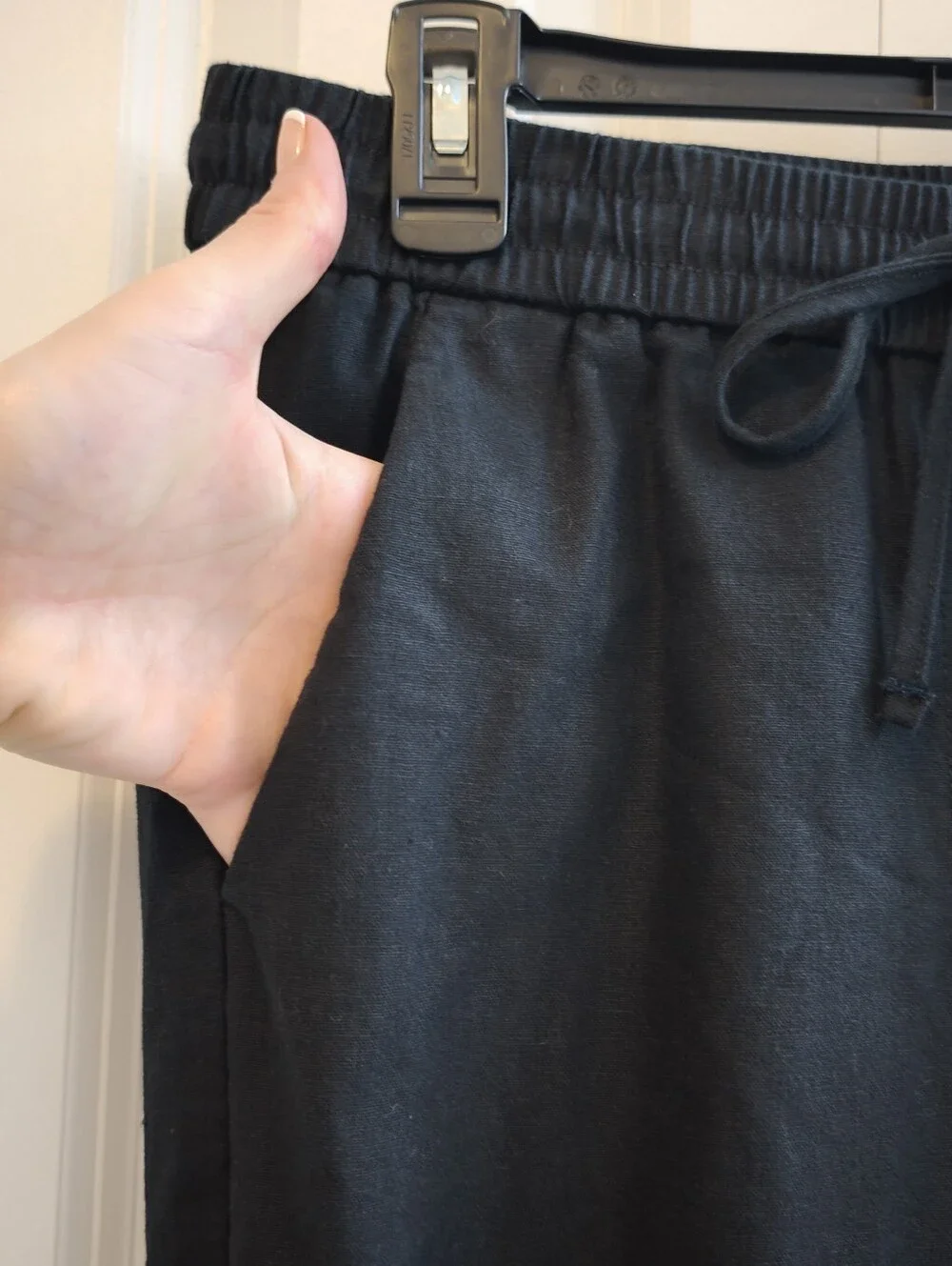 J.Crew Women's Linen Cotton Pull On Pants Size 6 Black Drawstring Tapered